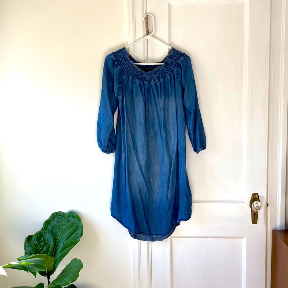 Isabel Maternity by Ingrid & Isabel Denim Blue Peasant Maternity Dress